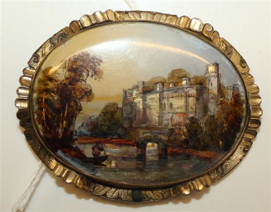 Castle scene brooch